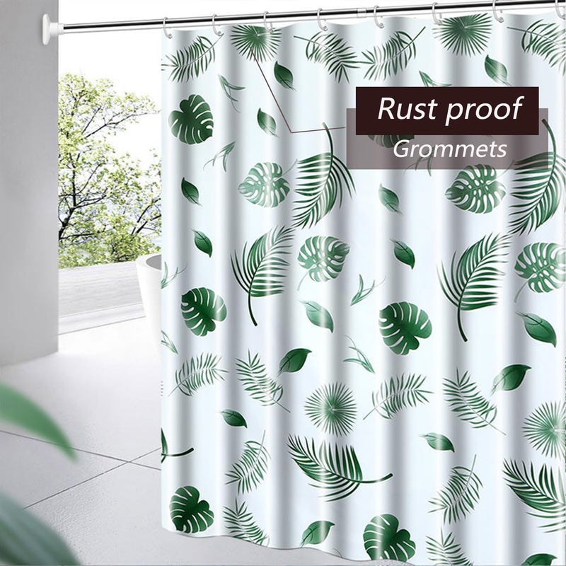 TIKABC Shower Curtain Liner, 4G PEVA Green Leaf Shower Liner, Plastic Waterproof Shower Curtains, 72x72 inch with Grommet Holes 3 Magnetic Weights - Image 4
